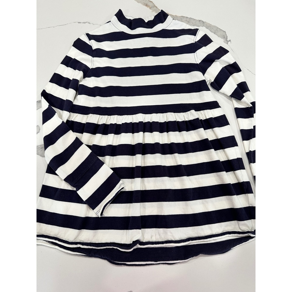 We The Free People Navy White Striped Mock Neck Babydoll Top Long Sleeve XS